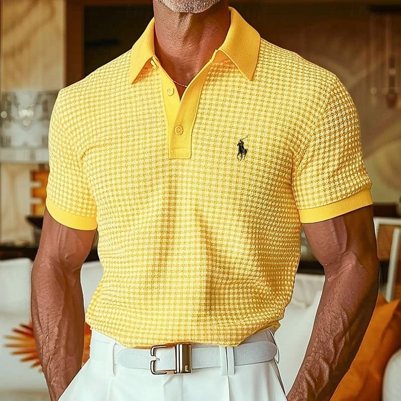 Polo Casual RL da Uomo in Tessuto Waffle (60% di Sconto Oggi!)